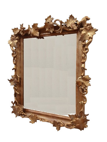 Specchiera dorata con - , foglie