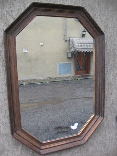 Specchio ottagonale legno - specchio,