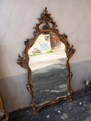 Specchiera dorata con decori - ,